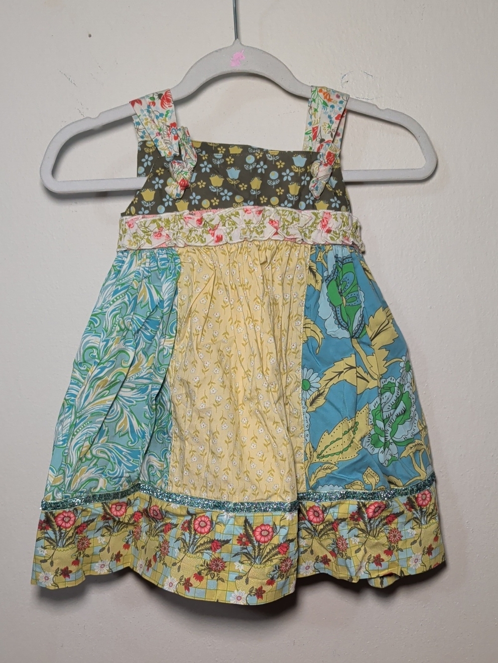Matilda Jane Serendipity Swiss Miss Paneled Knot Dress Yellow Blue Size 12M
